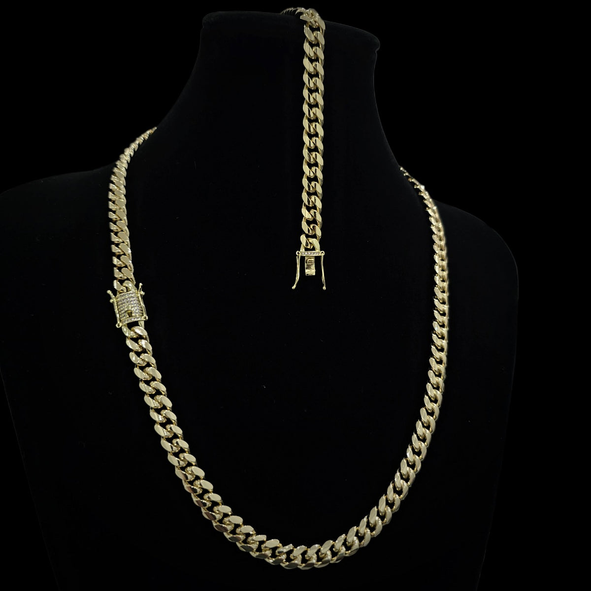 Cuban set cadena y pulsera cz lock
